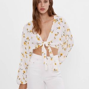 Bershka blouse with knot detail